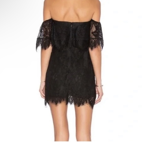 NWT LOVERS + FRIENDS Off the Shoulder Lace Mini Cocktail Dress BLACK SZ: Small - Picture 13 of 13